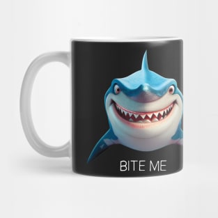 Bite Me Shark in Cartoon Style Mug